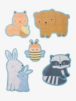 5 Puzzles Ă©volutifs 6 Ă 12 PiĂšces En Carton Les Amis De La ForĂȘt Beige - Vertbaudet