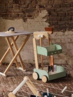Chariot De Ménage En Bois FSC® Vert - Vertbaudet -Vertbaudet Enfant Promos Magasin chariot de menage en bois fsc 3