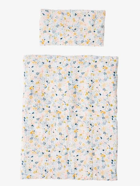 Couette + Oreiller Poupon En Gaze De Coton Blanc Fleuri - Vertbaudet 1 Couette + Oreiller Poupon En Gaze De Coton Blanc Fleuri - Vertbaudet