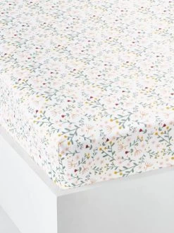 Drap-housse Bébé FLEURETTES Ecru / Multico - Vertbaudet