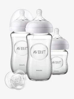 Kit Nouveau-né : 3 Biberons En Verre + Sucette Philips AVENT Natural Transparent - Philips Avent 6 Kit Nouveau-né : 3 Biberons En Verre + Sucette Philips AVENT Natural Transparent - Philips Avent -Vertbaudet Enfant Promos Magasin kit nouveau ne 3 biberons en verre sucette philips avent natural 2