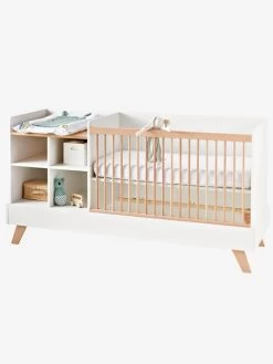 Vertbaudet Enfant Promos Magasin 22 Lit Combiné 4 En 1 évolutif Avec Rangements Et Table à Langer COMBINID Blanc / Bois - Vertbaudet