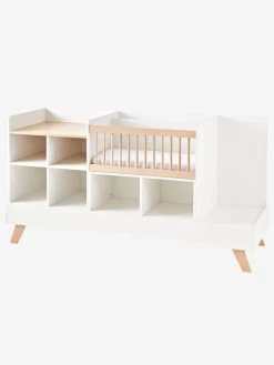 Lit Combiné 4 En 1 évolutif Avec Rangements Et Table à Langer COMBINID Blanc / Bois - Vertbaudet -Vertbaudet Enfant Promos Magasin lit combine 4 en 1 evolutif avec rangements et table a langer combinid 3