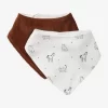 Lot De 2 Bavoirs Bandanas Petit Nomade Lot Caramel Ivoire Imprimé - Vertbaudet