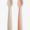 Lot De 2 Cuillères 1er âge MUSHIE En Silicone Beige + Vert - Mushie