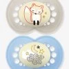 Lot De 2 Sucettes En Silicone MAM Nuit 6+ Beige + Bleu - Mam