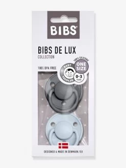 Lot De 2 Sucettes-tétines BIBS De Lux En Silicone Gris Fer + Bleu Layette - Bibs