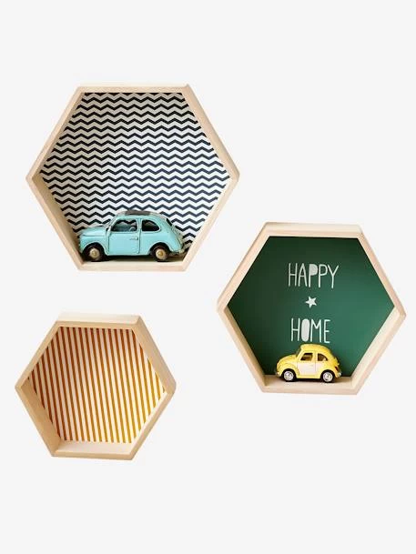 Lot De 3 étagères Hexagones Enfant Bois/multicolore - Vertbaudet 1 Lot De 3 étagères Hexagones Enfant Bois/multicolore - Vertbaudet