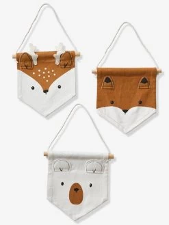 Lot De 3 Fanions Animaux GREEN FOREST Blanc - Vertbaudet