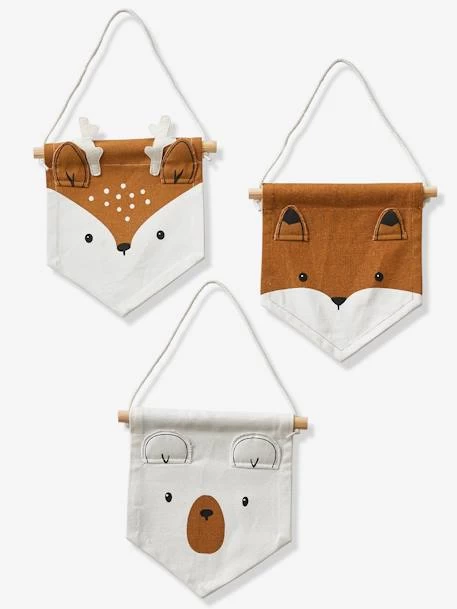 Lot De 3 Fanions Animaux GREEN FOREST Blanc - Vertbaudet 1 Lot De 3 Fanions Animaux GREEN FOREST Blanc - Vertbaudet