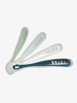 Lot De 4 Cuillères 1er âge BEABA Soft Sans BPA Bleu/gris/ocre - Beaba