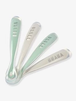 Lot De 4 Cuillères 1er âge BEABA Soft Sans BPA Bleu/gris/ocre - Beaba -Vertbaudet Enfant Promos Magasin lot de 4 cuilleres 1er age beaba soft sans bpa 4