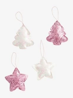 Lot De 4 Décorations De Noël Glitter Rose - Vertbaudet