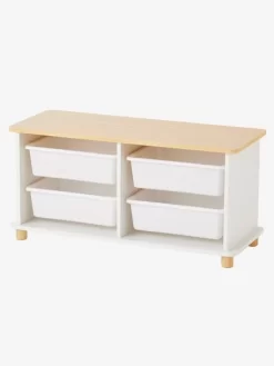 Meuble De Rangement + 4 Bacs LIGNE PTILOU Blanc/bois - Vertbaudet -Vertbaudet Enfant Promos Magasin meuble de rangement 4 bacs ligne ptilou 2