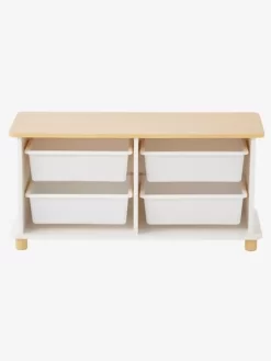 Meuble De Rangement + 4 Bacs LIGNE PTILOU Blanc/bois - Vertbaudet -Vertbaudet Enfant Promos Magasin meuble de rangement 4 bacs ligne ptilou 3