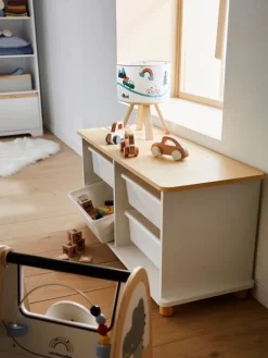 Meuble De Rangement + 4 Bacs LIGNE PTILOU Blanc/bois - Vertbaudet -Vertbaudet Enfant Promos Magasin meuble de rangement 4 bacs ligne ptilou 4