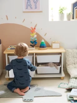 Meuble De Rangement + 4 Bacs LIGNE PTILOU Blanc/bois - Vertbaudet -Vertbaudet Enfant Promos Magasin meuble de rangement 4 bacs ligne ptilou 5