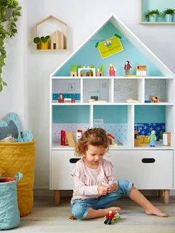 Meuble De Rangement 9 Cases Maison Blanc/bleu - Vertbaudet -Vertbaudet Enfant Promos Magasin meuble de rangement 9 cases maison 4