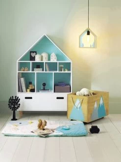 Meuble De Rangement 9 Cases Maison Blanc/bleu - Vertbaudet -Vertbaudet Enfant Promos Magasin meuble de rangement 9 cases maison 5