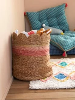 Panier En Jute Festonné Fiore Osier/rose - Vertbaudet -Vertbaudet Enfant Promos Magasin panier en jute festonne fiore 2