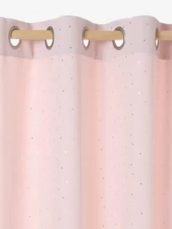 Rideau Occultant Etoiles D'argent Rose Imprimé étoiles - Vertbaudet