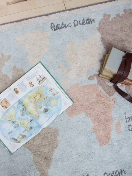 Tapis Coton Lavable Mappemonde LORENA CANALS Bleu Ciel - Lorena Canals 3 Tapis Coton Lavable Mappemonde LORENA CANALS Bleu Ciel - Lorena Canals – Image 3