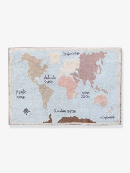 Tapis Coton Lavable Mappemonde LORENA CANALS Bleu Ciel - Lorena Canals 1 Tapis Coton Lavable Mappemonde LORENA CANALS Bleu Ciel - Lorena Canals