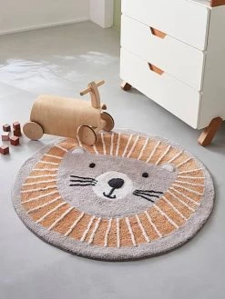 Tapis Rond Lavable Lion Gris / Orange - Vertbaudet -Vertbaudet Enfant Promos Magasin tapis rond lavable lion 2