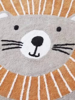 Tapis Rond Lavable Lion Gris / Orange - Vertbaudet -Vertbaudet Enfant Promos Magasin tapis rond lavable lion 3