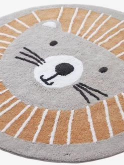 Tapis Rond Lavable Lion Gris / Orange - Vertbaudet -Vertbaudet Enfant Promos Magasin tapis rond lavable lion 4